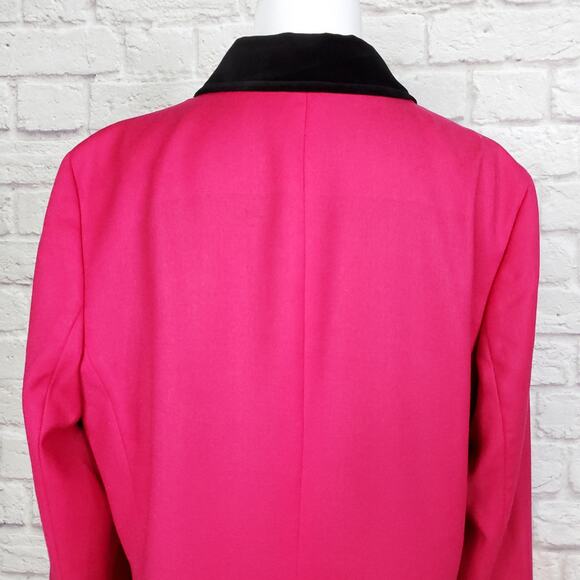 Talbots Pink Stretch Wool Blazer Jacket Black Collar Back Vent Career Size 16 - Picture 10 of 14